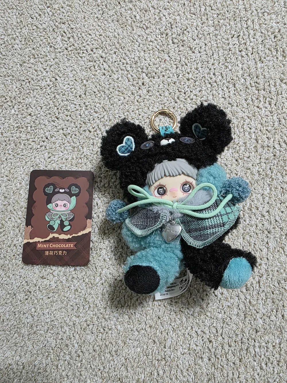 Mint Chocolate Plush Keychain - Maymei Tiny Cookie Bear